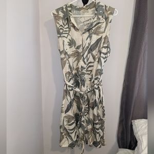 Leaf Print Sleeveless Mini Dress
